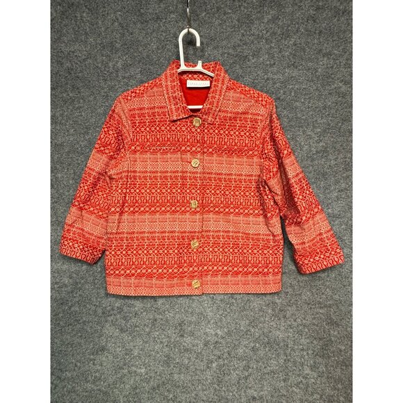 Liz Claiborne First Issue Jacket Women's XL Red Geometric Patterned Jacket - Picture 1 of 16